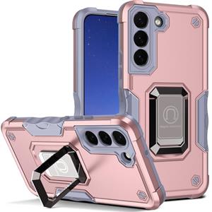 huismerk Voor Samsung Galaxy S22 + 5G Ringhouder Antislip Armor Phone Case (Rose Gold)