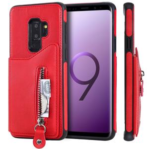 huismerk Voor Galaxy S9 plus effen kleur dubbele gesp rits schokbestendige beschermende case (rood)