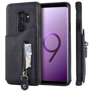 huismerk Voor Galaxy S9 plus effen kleur dubbele gesp rits schokbestendige beschermhoes (zwart)