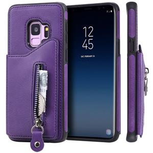 huismerk Voor Galaxy S9 effen kleur dubbele gesp rits schokbestendige beschermende case (paars)