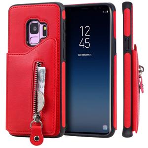 huismerk Voor Galaxy S9 effen kleur dubbele gesp rits schokbestendige beschermende case (rood)