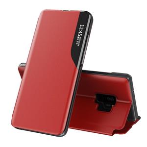 huismerk Voor Samsung Galaxy S9 Side Display Magnetic Shockproof Horizontale Flip Lederen Case met houder (Rood)