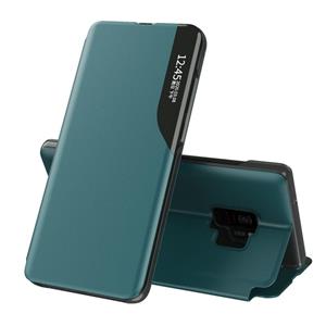 huismerk Voor Samsung Galaxy S9 Side Display Magnetic Shockproof Horizontale Flip Lederen Case met houder (groen)