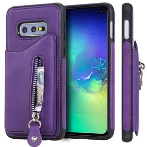 huismerk Voor Galaxy S10e effen kleur dubbele gesp rits schokbestendige beschermende case (paars)