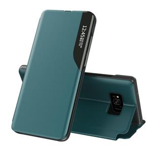 huismerk Voor Samsung Galaxy S8 Side Display Magnetic Shockproof Horizontale Flip Lederen Case met houder (groen)