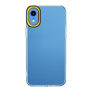 huismerk Transparante siliconencase voor iPhone XR (zwart en geel)