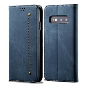 huismerk Voor Galaxy S10e Denim Texture Casual Style Horizontal Flip Leather Case met Holder & Card Slots & Wallet(Blue)