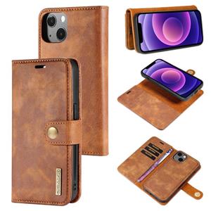 DG.Ming Crazy Horse Texture Flip Afneembaar Magnetisch Leerkast Met Houder & Kaart Slots & Portemonnee voor iPhone 13 Mini (Brown)