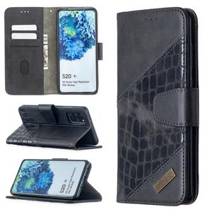 huismerk Voor Samsung Galaxy S20+ Matching Color Crocodile Texture Horizontale Flip PU Lederen Case met Wallet & Holder & Card Slots(Zwart)