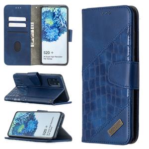 huismerk Voor Samsung Galaxy S20+ Matching Color Crocodile Texture Horizontale Flip PU Lederen Case met Wallet & Holder & Card Slots(Blauw)