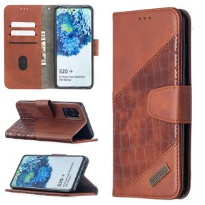 huismerk Voor Samsung Galaxy S20+ Matching Color Crocodile Texture Horizontale Flip PU Lederen Case met Wallet & Holder & Card Slots(Bruin)