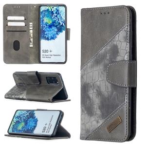 huismerk Voor Samsung Galaxy S20+ Matching Color Crocodile Texture Horizontale Flip PU Lederen case met Wallet & Holder & Card Slots(Grijs)