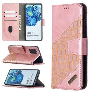 huismerk Voor Samsung Galaxy S20+ Matching Color Crocodile Texture Horizontale Flip PU Lederen case met Wallet & Holder & Card Slots (Rose Gold)