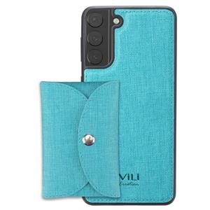 Voor Samsung Galaxy S21 5G ViLi T Serie TPU + PU Woven Fabric Magnetische Beschermhoes met Portemonnee (Blauw)