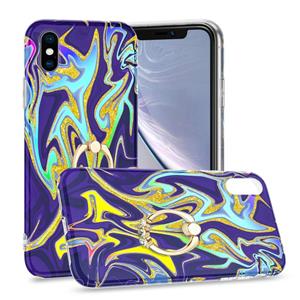 huismerk Laser Glitter Watercolor Pattern Shockproof Protective Case with Ring Holder For iPhone XS Max(FD3)