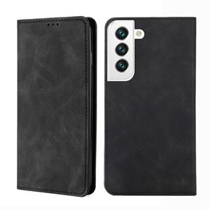 huismerk Voor Samaung Galaxy S22 + 5G Skin Feel Magnetic Horizontal Flip Lederen Case met Houder & Card Slots (Black)