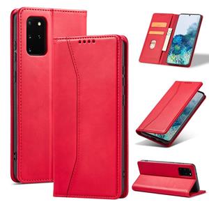 huismerk Voor Samsung Galaxy S20 5G Skin-Feel Calfskin Texture Magnetische Dual-Fold Horizontale Flip Lederen Case met Houder & Card Slots & Portemonnee