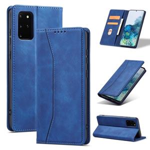 huismerk Voor Samsung Galaxy S20 5G Skin-Feel Calfskin Texture Magnetische Dual-Fold Horizontale Flip Lederen Case met Houder & Card Slots & Portemonnee