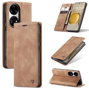 CaseMe 013 Multifunctionele Horizontale Flip Lederen Case met Houder & Card Slot & Portemonnee voor Huawei P50 Pro (Brown)