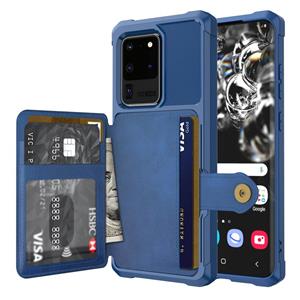 huismerk Voor Samsung Galaxy S20 + Magnetische Portemonnee Kaarttas Lederen Telefoonhoesje (Navy Blue)