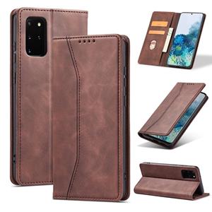 huismerk Voor Samsung Galaxy S20 + 5G Skin-Feel Calfskin Texture Magnetische Dual-Fold Horizontale Flip Lederen Case met Houder & Card Slots & Portemonnee (Kof