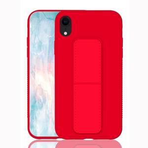 huismerk Voor iPhone XR schokbestendige PC + TPU beschermhoes met armband & houder (rood)