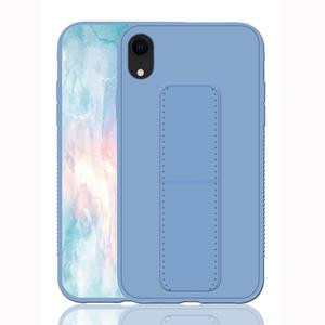 huismerk Voor iPhone XR schokbestendige PC + TPU beschermhoes met armband & houder (blauw)