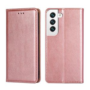 huismerk Voor Samaung Galaxy S22 5G Pure Kleur Magnetische Horizontale Flip Leren Case met Houder & Card Slot & Portemonnee (ROSE GOUD)