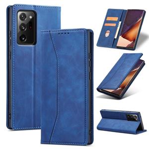 huismerk Voor Samsung Galaxy Note20 Skin-Feel Calfskin Texture Magnetische Dual-Fold Horizontale Flip Leren Case Met Houder & Card Slots & Portemonnee