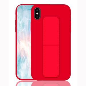 huismerk Voor iPhone XS shock proof PC + TPU beschermhoes met armband & houder (rood)