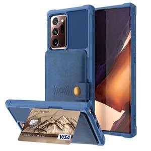 huismerk Voor Samsung Galaxy Note20 Ultra Magnetische Portemonnee Kaarttas Lederen Telefoonhoes (Navy Blue)