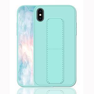 huismerk Voor iPhone XS shock proof PC + TPU beschermhoes met armband & houder (groen)