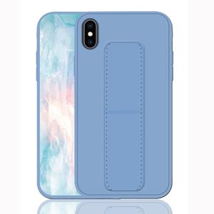 huismerk Voor iPhone XS shock proof PC + TPU beschermhoes met armband & houder (blauw)