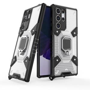 huismerk Voor Samsung Galaxy S22 Ultra 5G Space PC + TPU Ringhouder Beschermende telefoonhoes