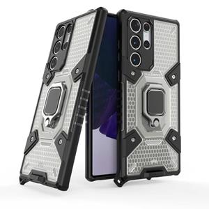 huismerk Voor Samsung Galaxy S22 Ultra 5G Space PC + TPU-ringhouder Beschermende telefoonhoes