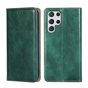 huismerk Voor Samaung Galaxy S22 Ultra 5G Pure Kleur Magnetische Horizontale Flip Lederen Case Met Houder & Card Slot & Portemonnee (Groen)