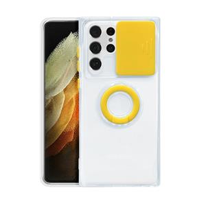 huismerk Voor Samsung Galaxy S22 Ultra 5G Schuifcamera Cover TPU beschermhoes met ringhouder