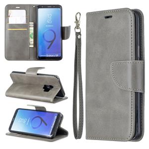 Huismerk Retro Lambskin textuur pure kleur horizontale Flip PU lederen case voor Galaxy S9 met houder & kaartsleuven & portemonnee & Lanyard (grijs)