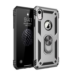 huismerk Armor Shockproof TPU + PC Beschermhoes voor iPhone XR met 360 graden rotatiehouder (Zilver)