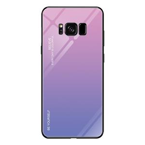 huismerk Voor Galaxy S8 Gradient Color Glass Case (Licht paars)