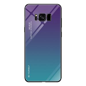 huismerk Voor Galaxy S8 Gradient Color Glass Case (Paars)