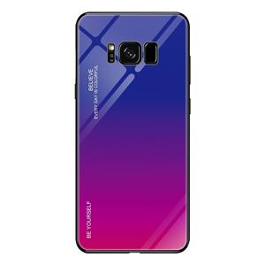 huismerk For Galaxy S8 Gradient Color Glass Case(Red Blue)