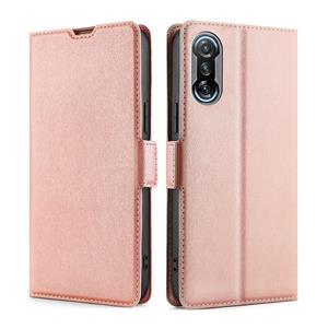 huismerk Voor Xiaomi Redmi K40 Gaming Ultradunne Voltage Side Buckle PU + TPU Horizontale Flip Leren Case met Houder & Card Slot (ROSE GOUD)