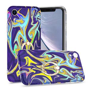 huismerk Laser Glitter Watercolor Pattern Shockproof Protective Case with Ring Holder For iPhone XR(FD3)