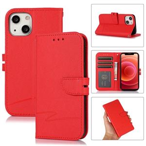 huismerk Cross Texture Horizontal Flip Leather Phone Case voor iPhone 13 mini (Rood)