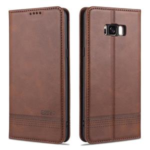 Voor Samsung Galaxy S8 AZNS Magnetic Calf Texture Horizontale Flip Lederen case met kaartslots & portemonnee (Donkerbruin)