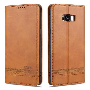 Voor Samsung Galaxy S8 AZNS Magnetic Calf Texture Horizontale Flip Lederen case met kaartslots & portemonnee (lichtbruin)