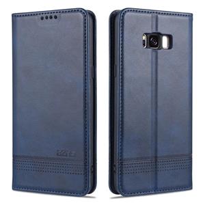 Voor Samsung Galaxy S8 AZNS Magnetic Calf Texture Horizontale Flip Lederen case met kaartslots & portemonnee (donkerblauw)