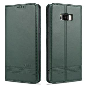 Voor Samsung Galaxy S8 AZNS Magnetic Calf Texture Horizontale Flip Lederen case met kaartslots & portemonnee (Donkergroen)