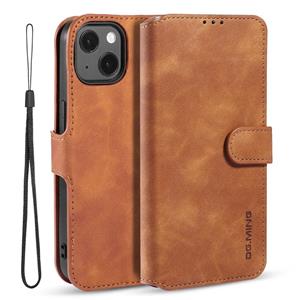 DG.Ming Retro Oil Side Horizontal Flip Lederen Case met Houder & Card Slots & Portemonnee voor iPhone 13 Mini (Brown)